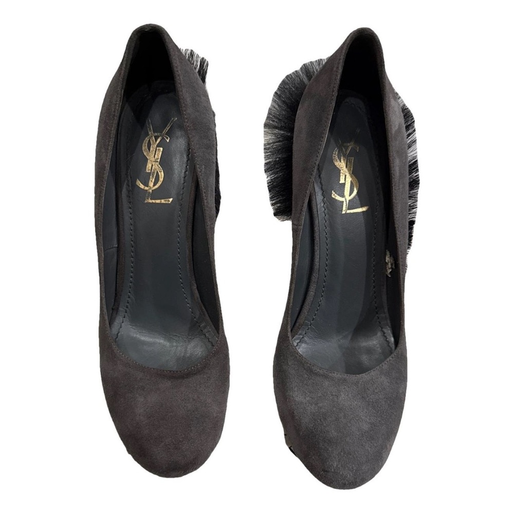 Yves Saint Laurent Black Platform Heels with Rounded Toe